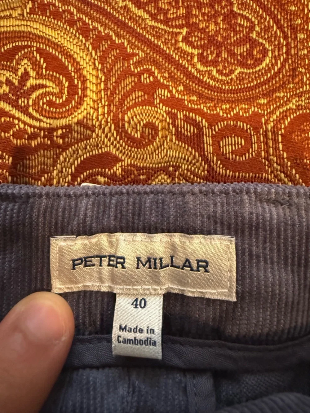 Peter Millar Men's Size 40 Blue Haze Superior Soft Corduroy Pant MSRP $188